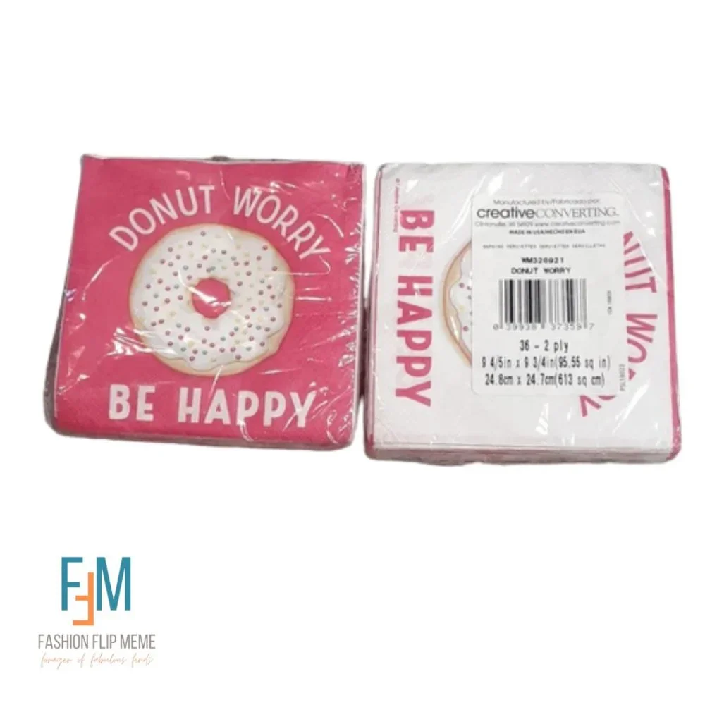 New! Color-Changing Dessert Spoons + Donut Worry Paper Party Napkins Bundle